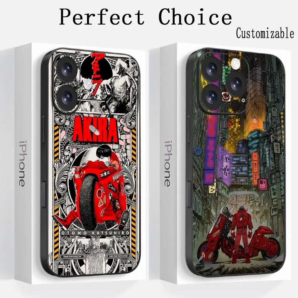 Akira Classic Japanese anime movie Phone Case For iPhone 16 16e 15 14 13 12 11 Plus Mini Pro Max Soft black Shockproof Cover