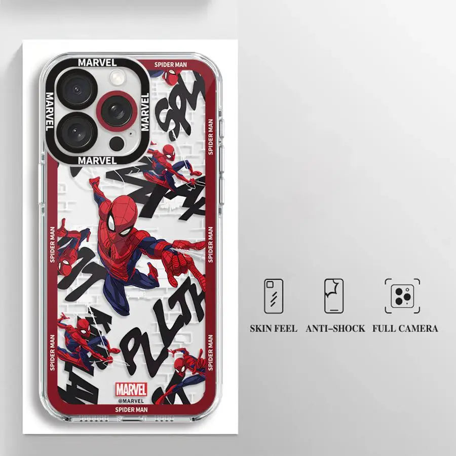 Phone Case for Apple iPhone 17 Air 16e 13 12 11 Pro Max 15 14 16 Plus XR 7 8 SE XS Soft Cover Marvel Spider Man Logo
