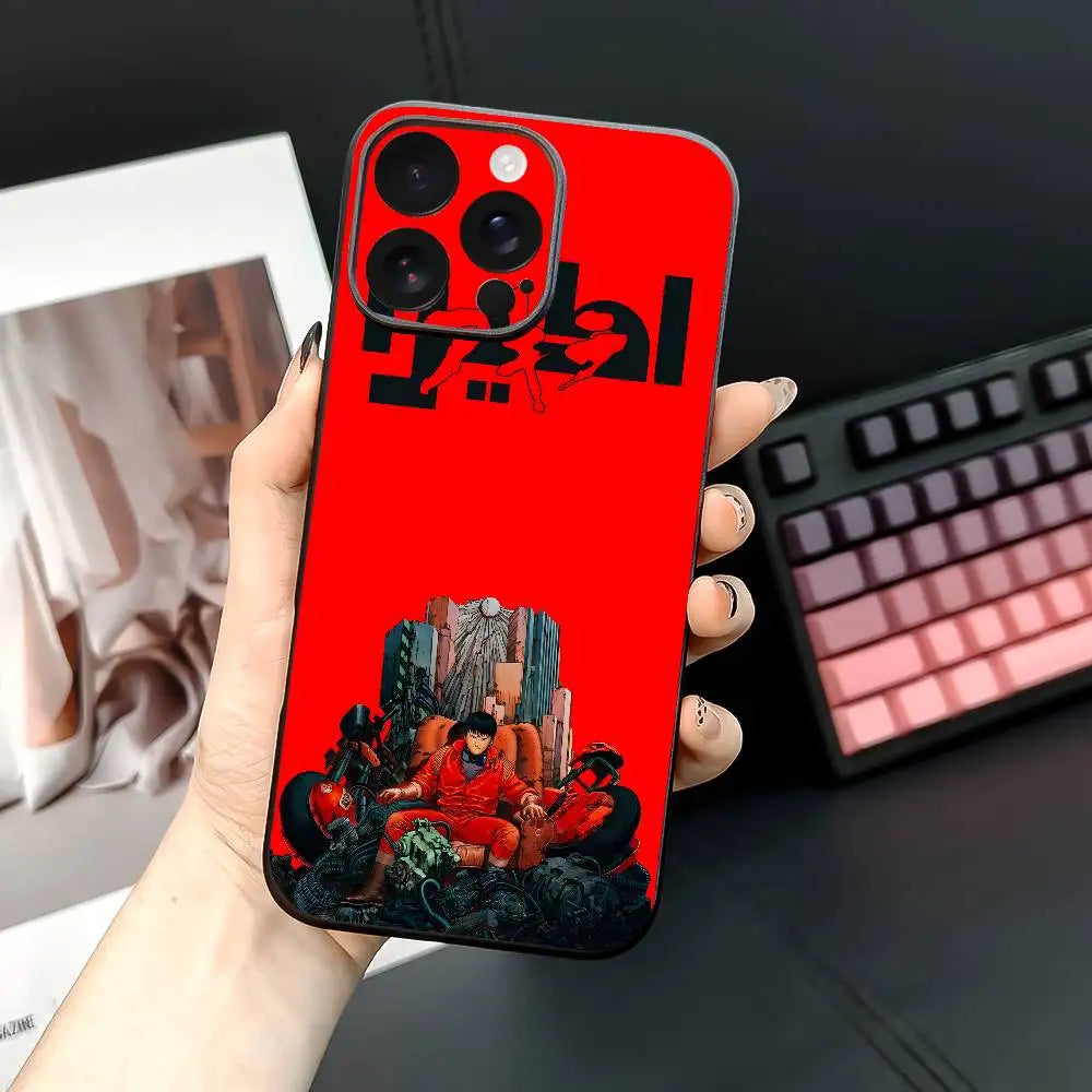 Anime A-Akira Phone Case For IPhone12 13 14 15 16 17Pro Max Plus Classic Black Soft Shell