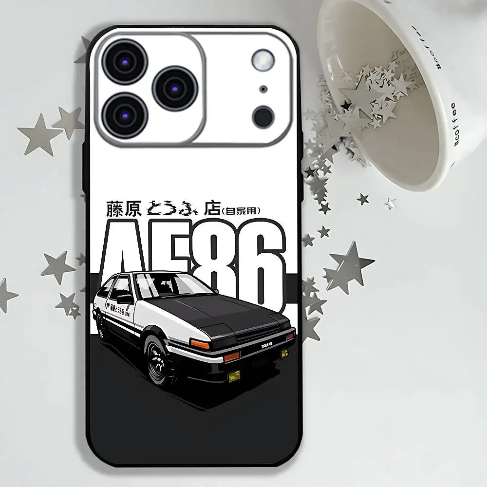 Anime I-Initial D AE86 Phone Case For iPhone 17,16,15,14,13,12,11,Pro,Max,Plus,E,Air,Mini Protective Black Cover