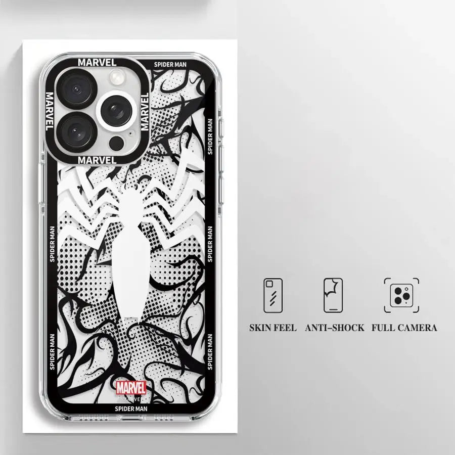 Phone Case for Apple iPhone 17 Air 16e 13 12 11 Pro Max 15 14 16 Plus XR 7 8 SE XS Soft Cover Marvel Spider Man Logo