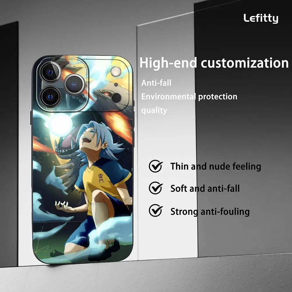 I-Inazuma ElevenS Anime Phone Case For IPhone 17 16 15 14 13 12 11 Pro Max Plus Mini Black Frosted Soft Shell Funda