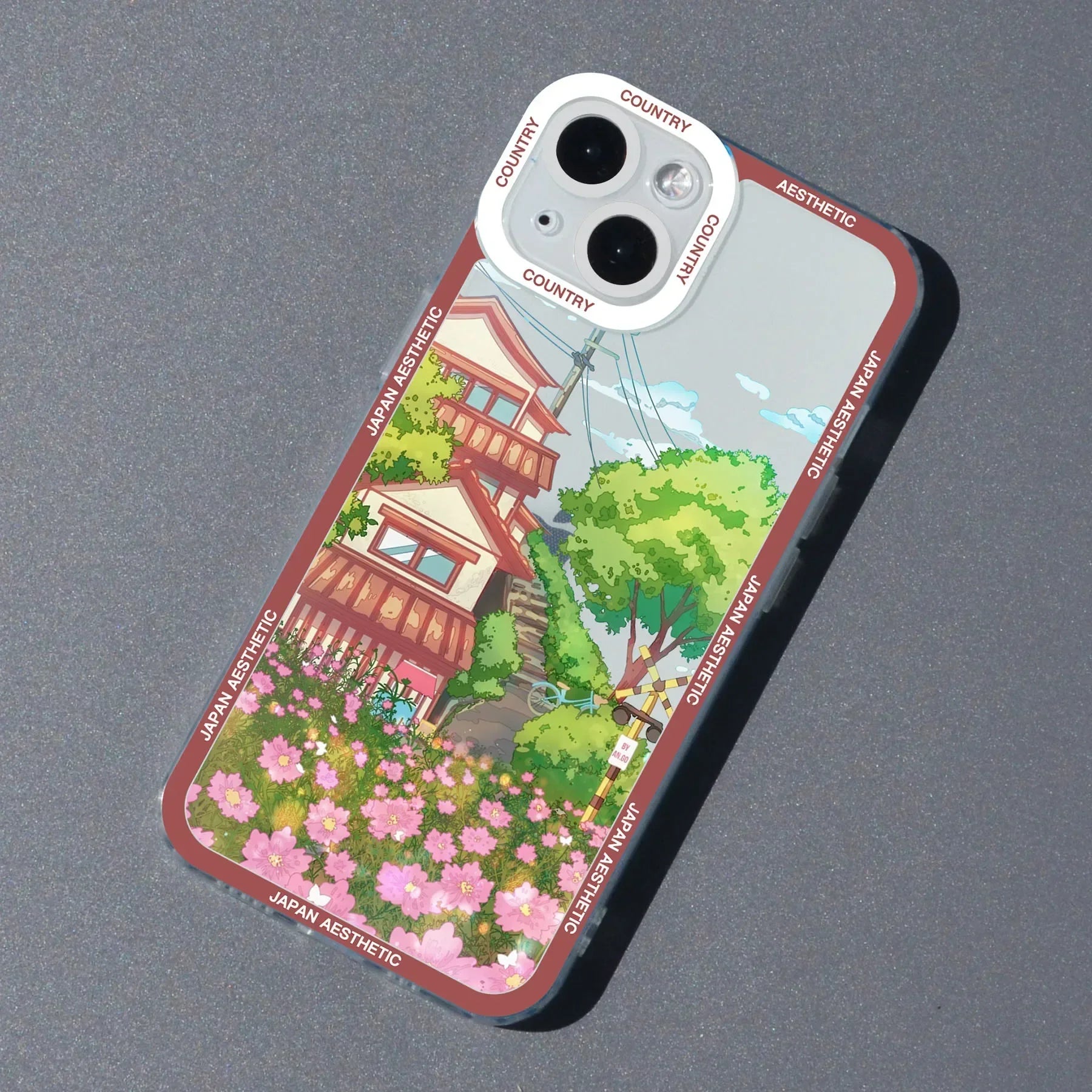 Japan Anime Scenery Aesthetic Tram Moun Fuji Phone Case For iPhone 16 13 15 11 12 14 Pro Max Mini Landscape Clear Cover Shells