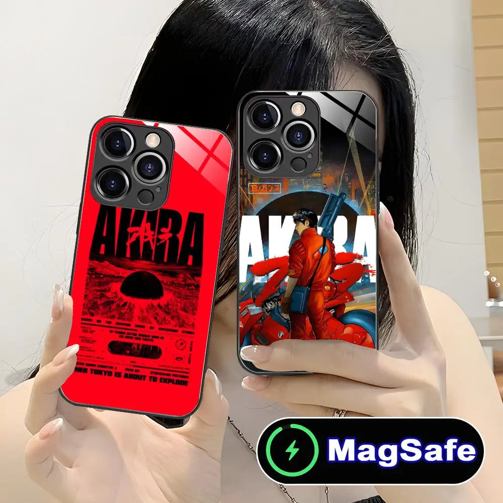 Fashion Akira Mobile Phone Case for iPhone 17 16 15 14 13 12 11 Air Pro Max Plus Mini MagSafe Glass Colorful Cover Luxury Pretty