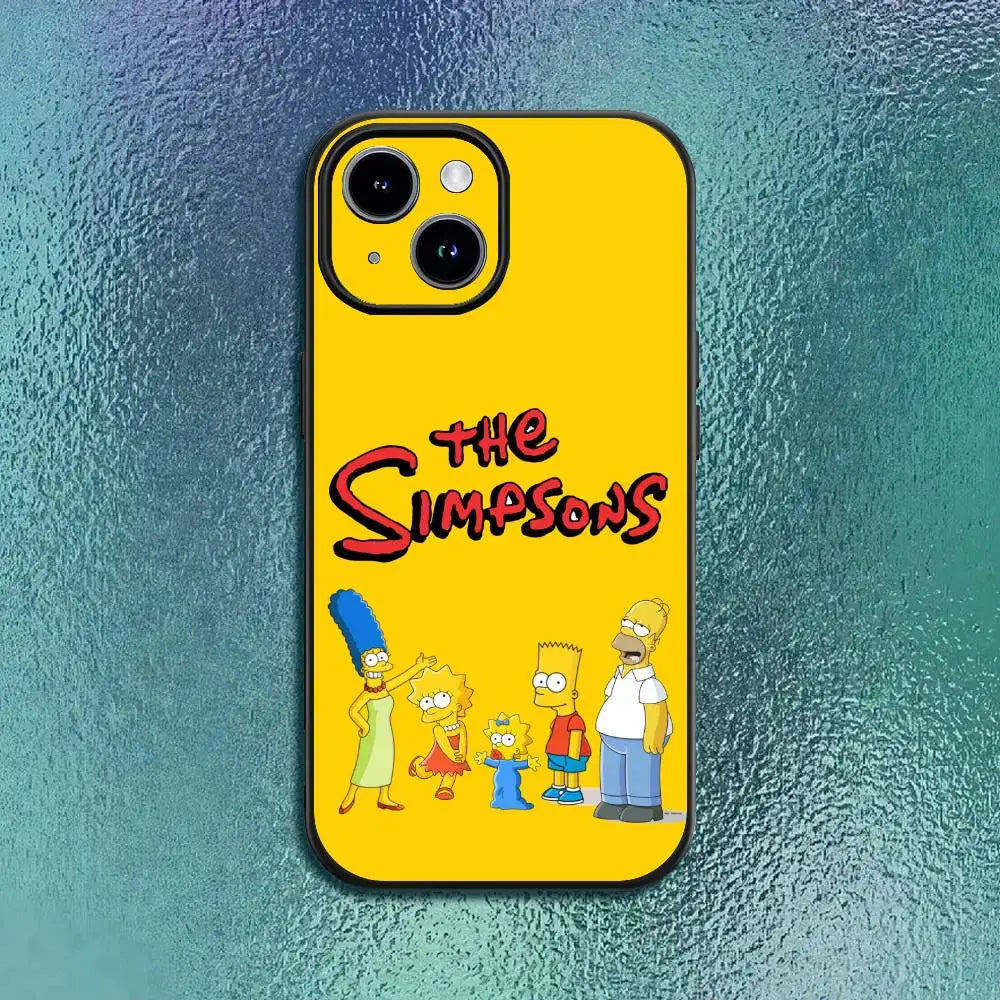 Funny Anime T-The S-Simpsons-s Phone Case For IPhone 17 12 13 14 15 16Pro Max  Plus Classic black soft shell