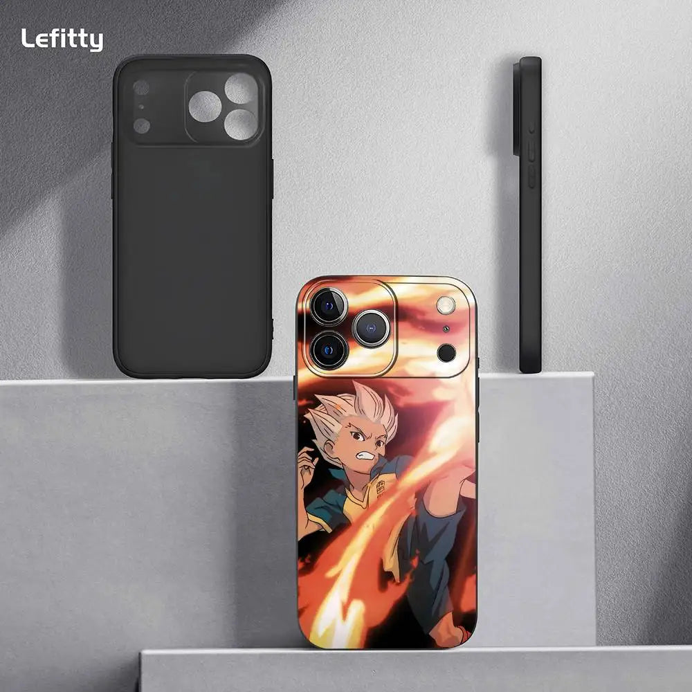 I-Inazuma ElevenS Anime Phone Case For IPhone 17 16 15 14 13 12 11 Pro Max Plus Mini Black Frosted Soft Shell Funda