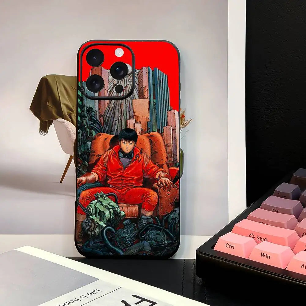 Akira Red Anime iPhone Case – Black Frosted TPU Cover