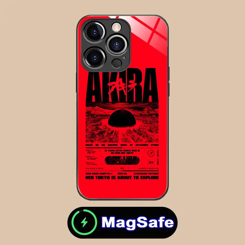 Fashion Akira Mobile Phone Case for iPhone 17 16 15 14 13 12 11 Air Pro Max Plus Mini MagSafe Glass Colorful Cover Luxury Pretty