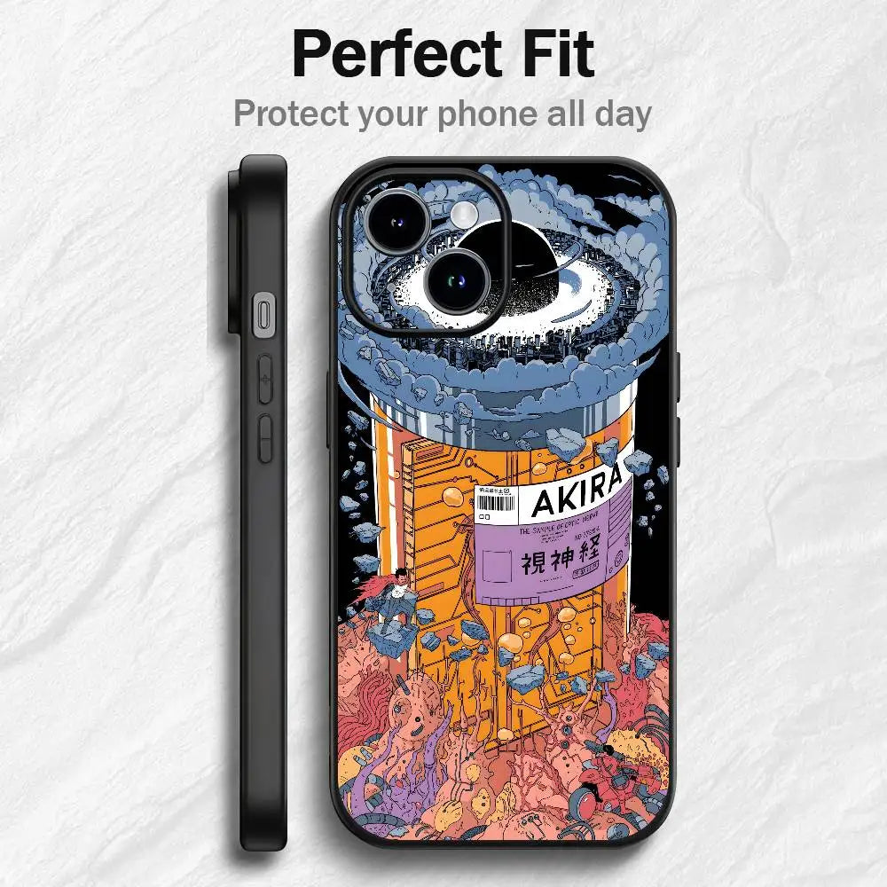 Anime A-Akira Phone Case For IPhone12 13 14 15 16 17Pro Max Plus Classic Black Soft Shell