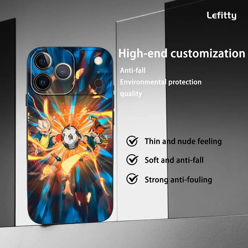 I-Inazuma ElevenS Anime Phone Case For IPhone 17 16 15 14 13 12 11 Pro Max Plus Mini Black Frosted Soft Shell Funda