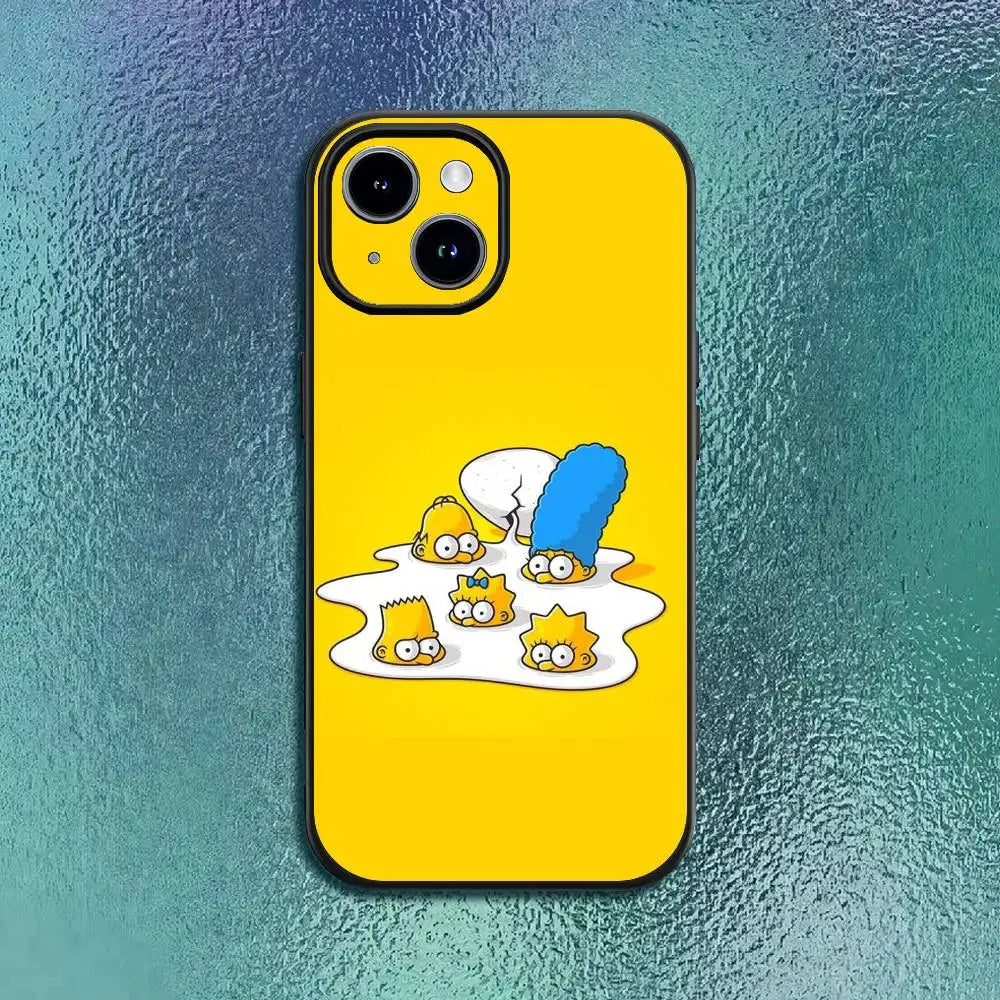 Funny Anime T-The S-Simpsons-s Phone Case For IPhone 17 12 13 14 15 16Pro Max  Plus Classic black soft shell