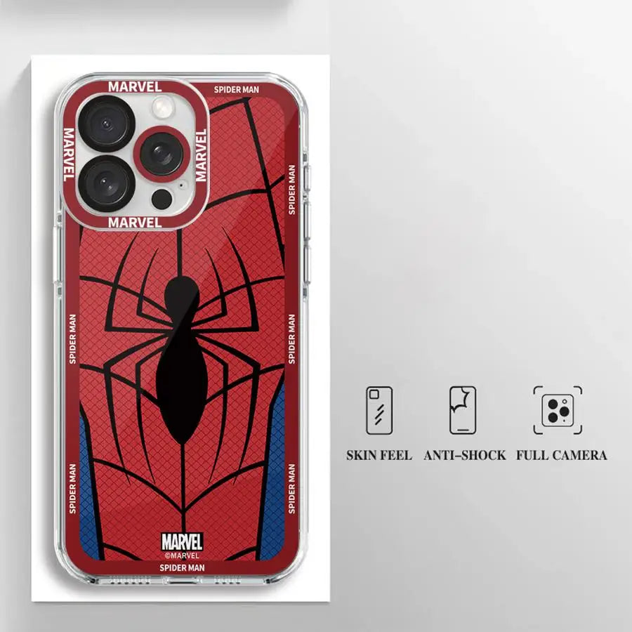Phone Case for Apple iPhone 17 Air 16e 13 12 11 Pro Max 15 14 16 Plus XR 7 8 SE XS Soft Cover Marvel Spider Man Logo
