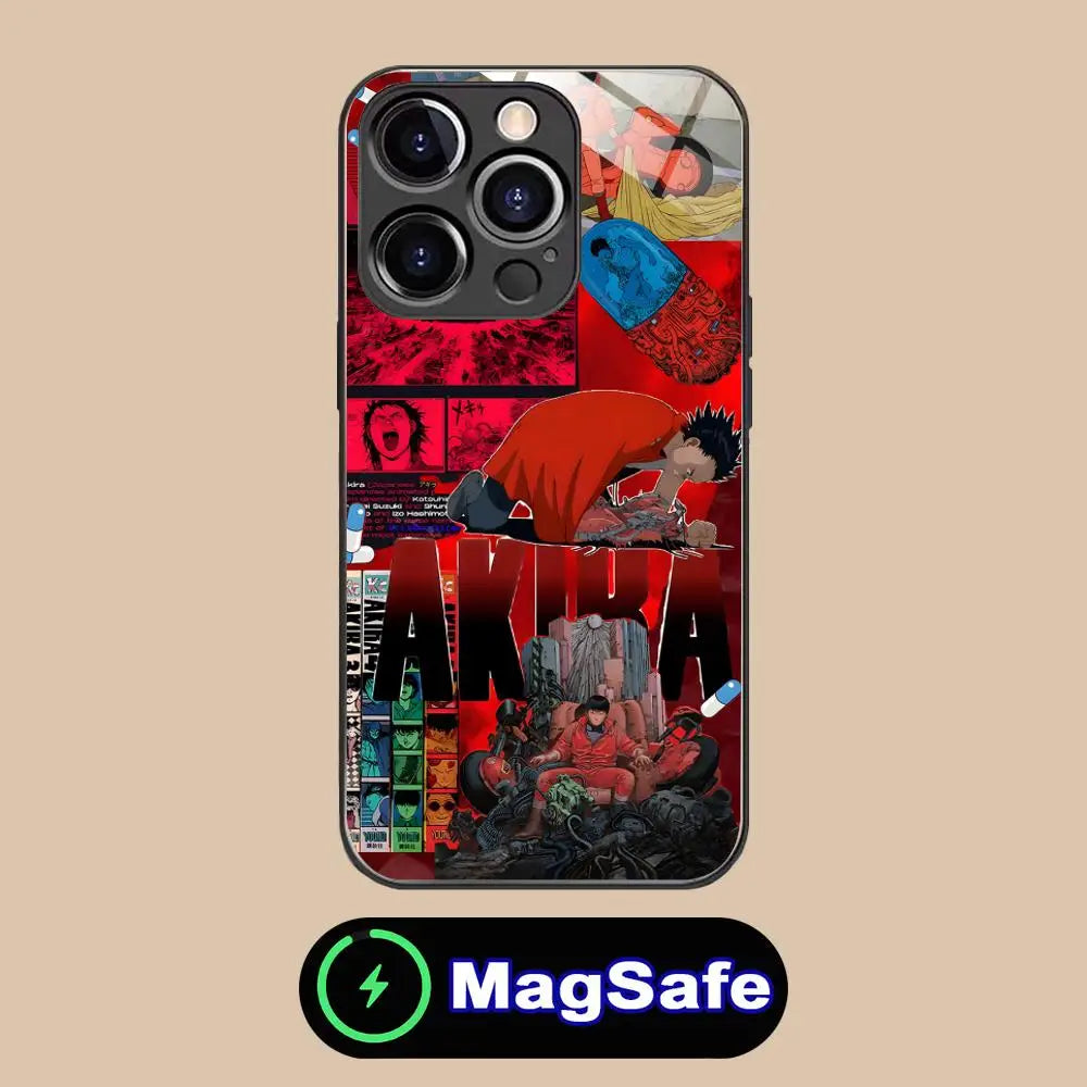 Fashion Akira Mobile Phone Case for iPhone 17 16 15 14 13 12 11 Air Pro Max Plus Mini MagSafe Glass Colorful Cover Luxury Pretty