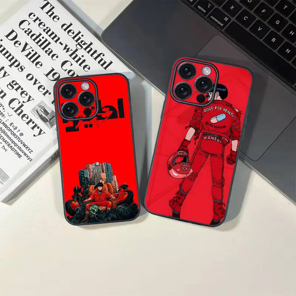 Anime A-Akira Phone Case For IPhone12 13 14 15 16 17Pro Max Plus Classic Black Soft Shell