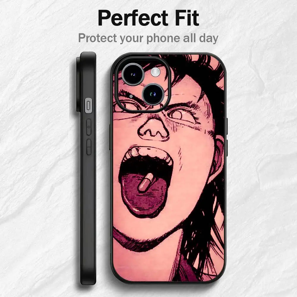 Anime A-Akira Phone Case For IPhone12 13 14 15 16 17Pro Max Plus Classic Black Soft Shell