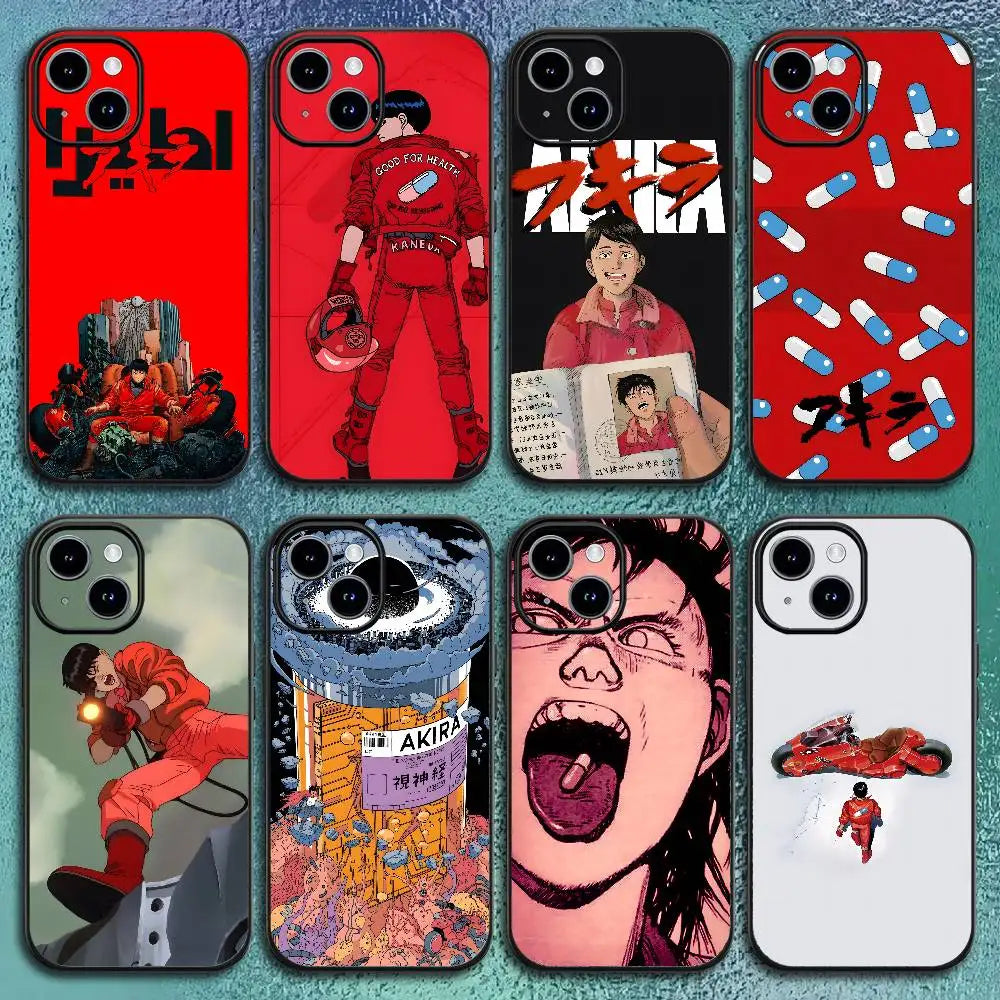 Anime A-Akira Phone Case For IPhone12 13 14 15 16 17Pro Max Plus Classic Black Soft Shell