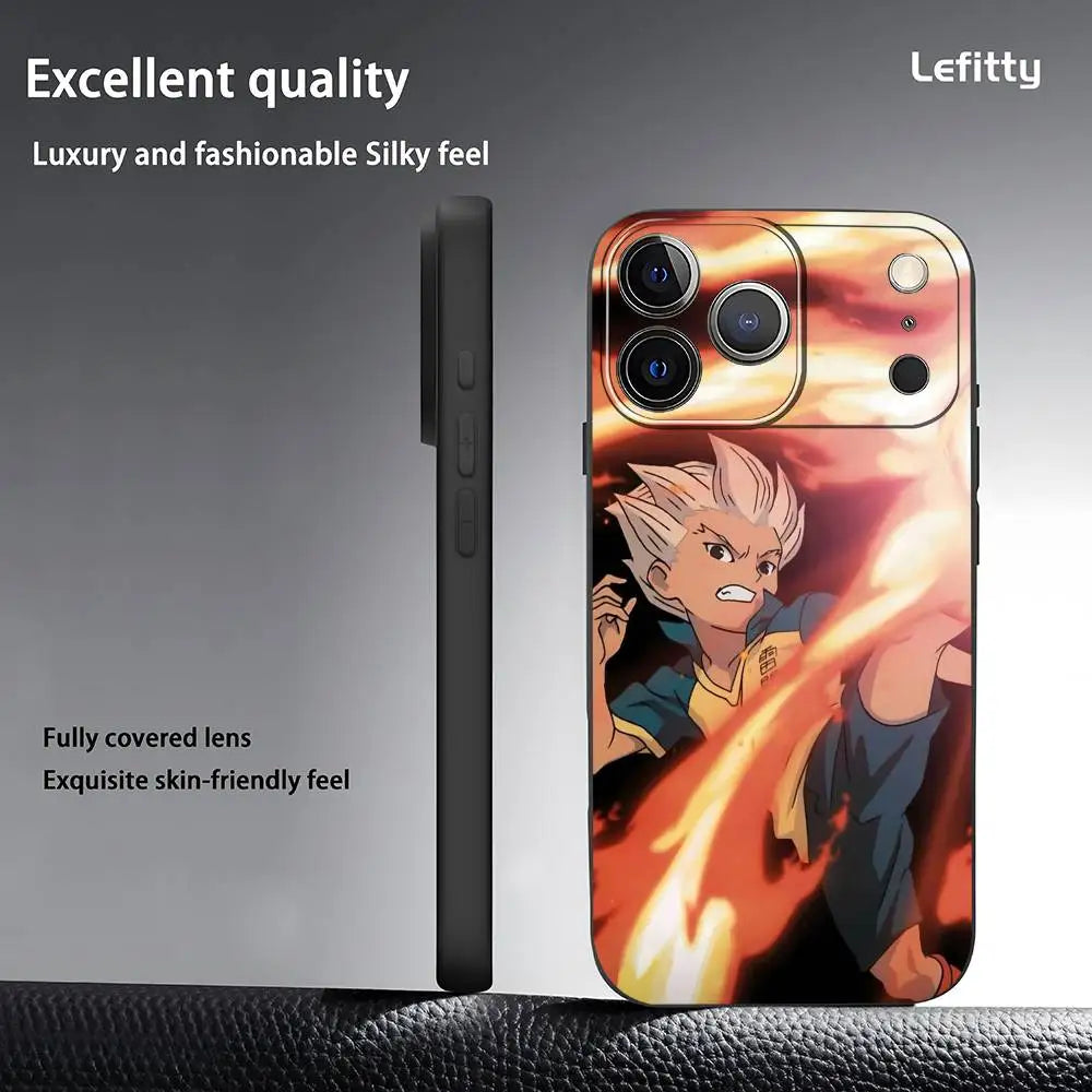 I-Inazuma ElevenS Anime Phone Case For IPhone 17 16 15 14 13 12 11 Pro Max Plus Mini Black Frosted Soft Shell Funda