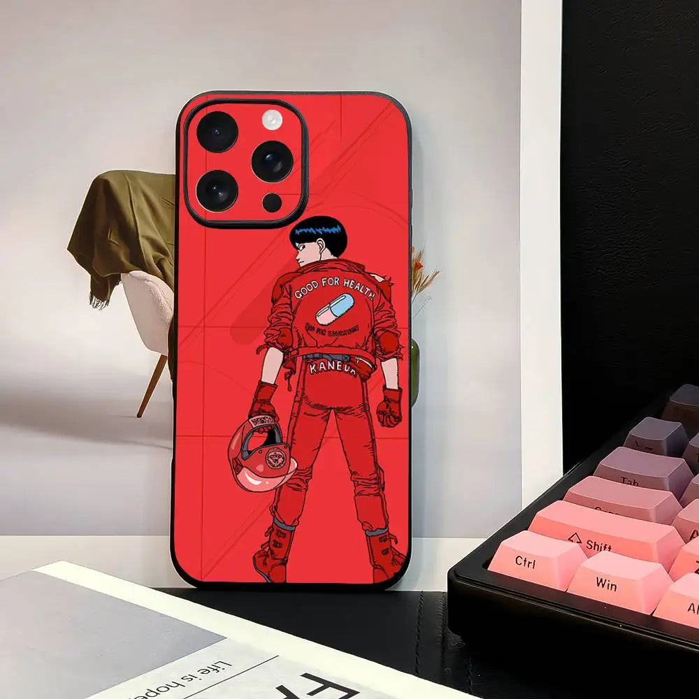 Akira Red Anime iPhone Case – Black Frosted TPU Cover