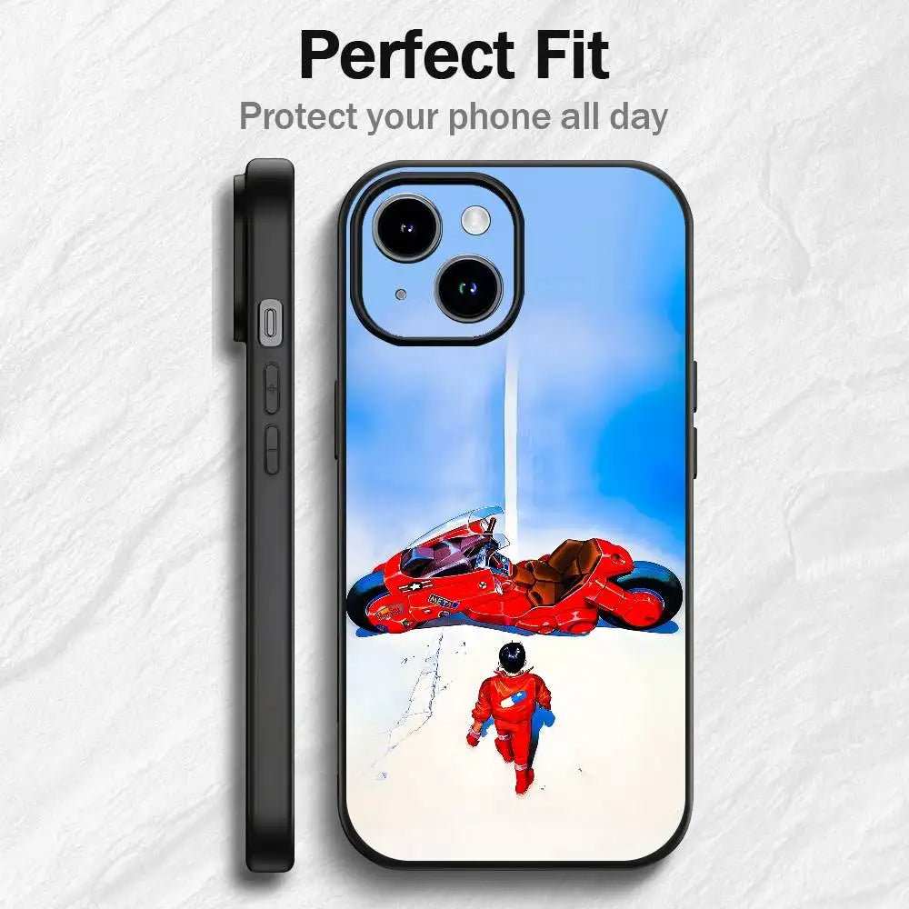 Anime A-Akira Phone Case For IPhone12 13 14 15 16 17Pro Max Plus Classic Black Soft Shell