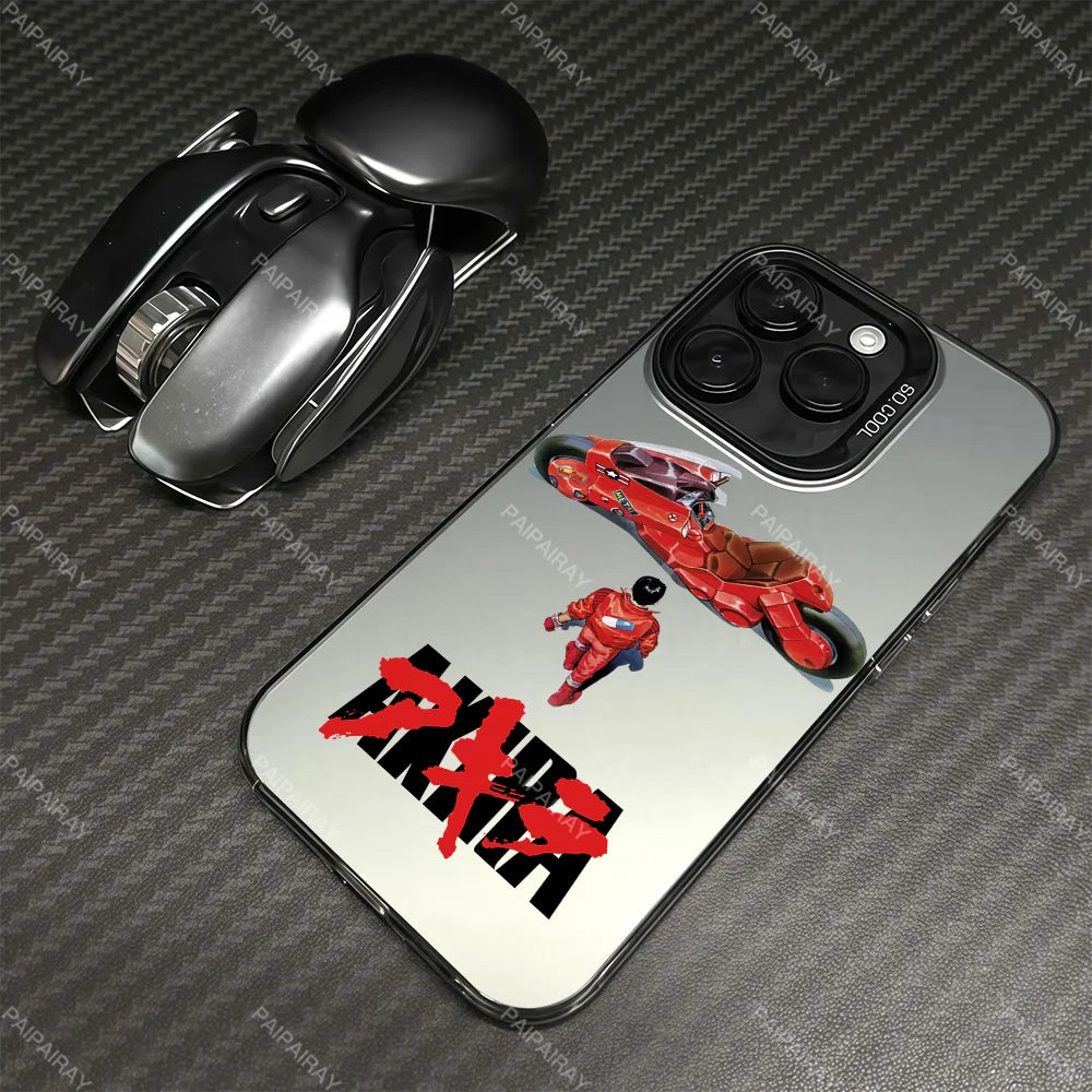 Anime A-Akira Cool phone case For iPhone 12 11 13 14 15 16 Max Pro Plus Mini Electroplated Silver IMD Laser Color Cover