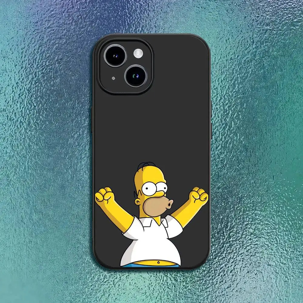 Funny Anime T-The S-Simpsons-s Phone Case For IPhone 17 12 13 14 15 16Pro Max  Plus Classic black soft shell