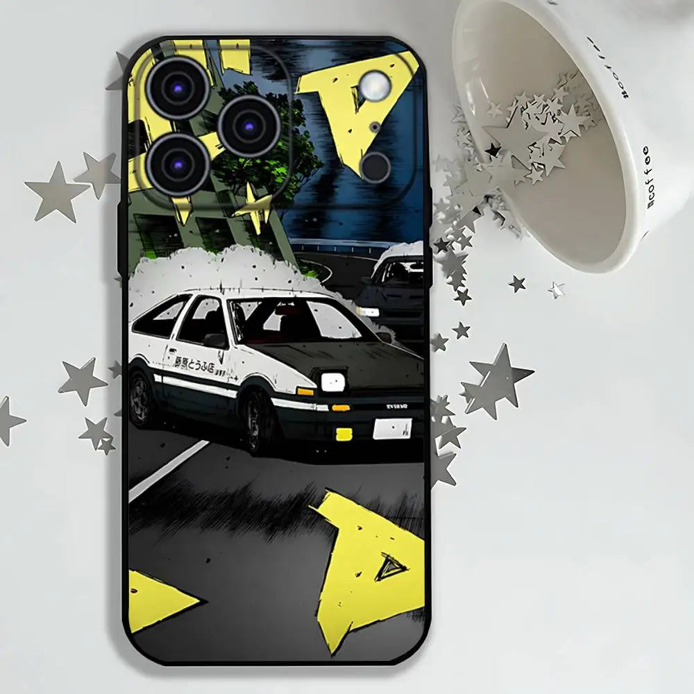 Anime I-Initial D AE86 Phone Case For iPhone 17,16,15,14,13,12,11,Pro,Max,Plus,E,Air,Mini Protective Black Cover