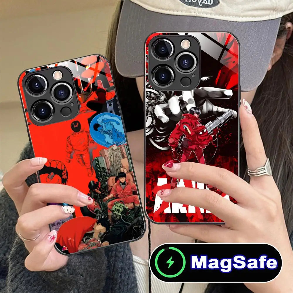 Fashion Akira Mobile Phone Case for iPhone 17 16 15 14 13 12 11 Air Pro Max Plus Mini MagSafe Glass Colorful Cover Luxury Pretty