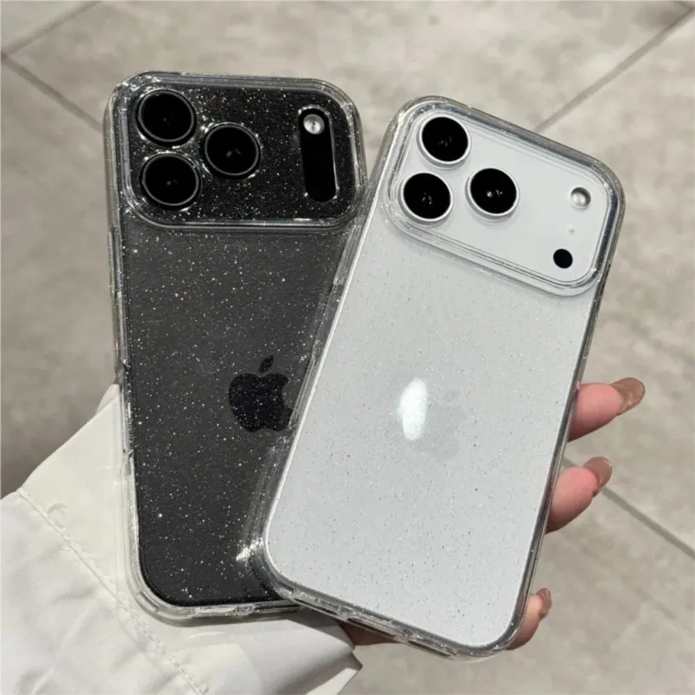 Luxury Bling Glitter Silicone Clear Phone Case For iPhone 17 Air 16 15 14 Plus 13 12 17 Pro Max 17Pro Transparent Soft TPU Cover