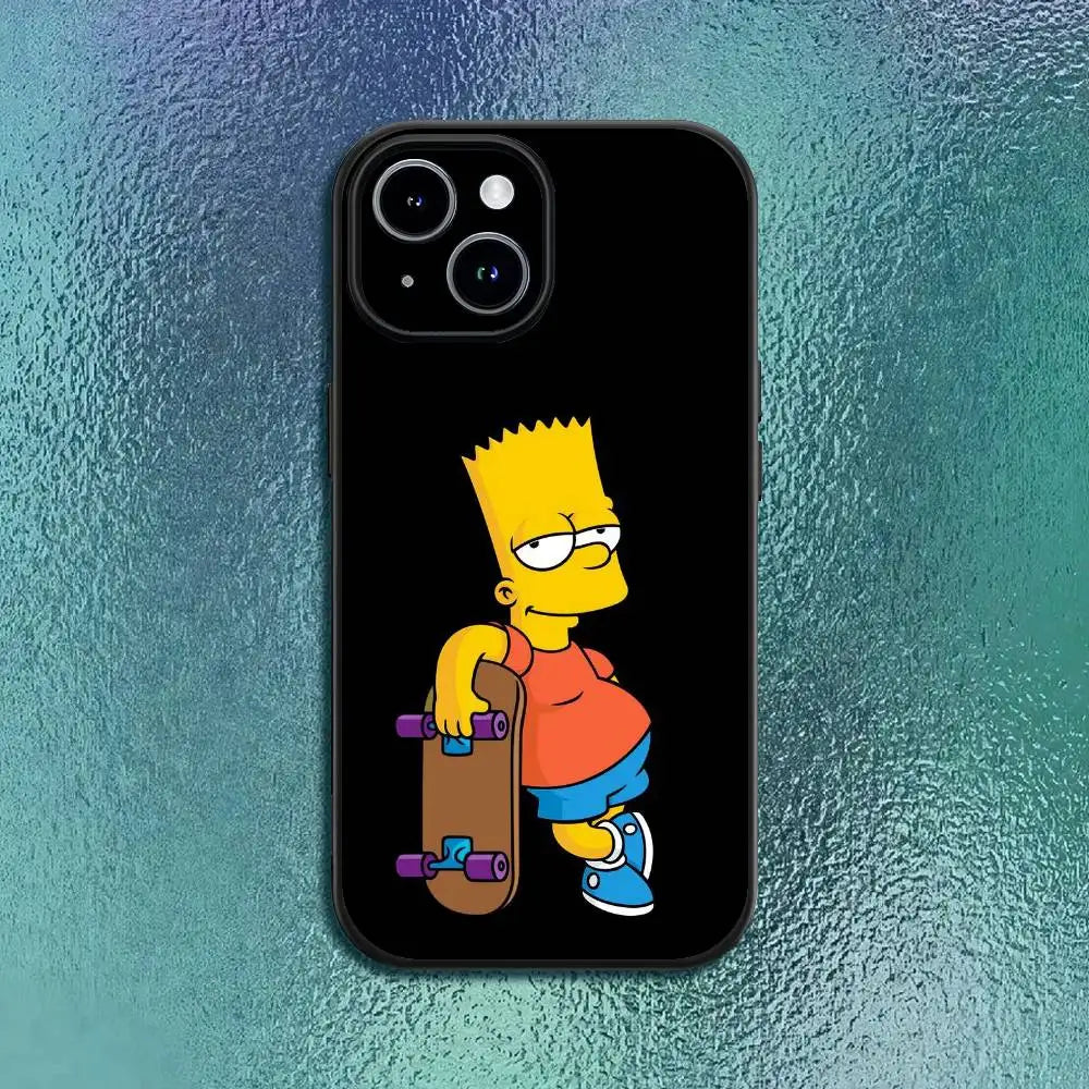 Funny Anime T-The S-Simpsons-s Phone Case For IPhone 17 12 13 14 15 16Pro Max  Plus Classic black soft shell