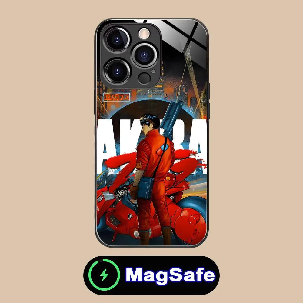 Fashion Akira Mobile Phone Case for iPhone 17 16 15 14 13 12 11 Air Pro Max Plus Mini MagSafe Glass Colorful Cover Luxury Pretty