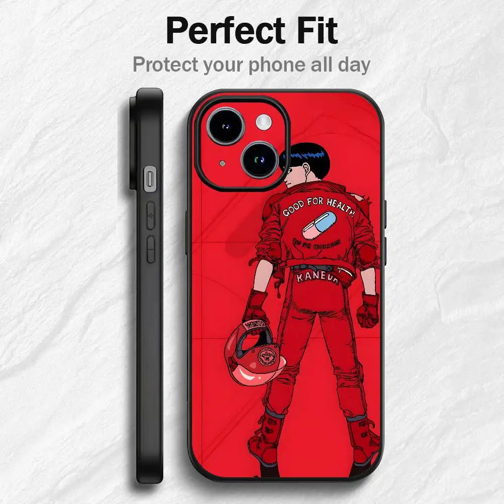 Anime A-Akira Phone Case For IPhone12 13 14 15 16 17Pro Max Plus Classic Black Soft Shell