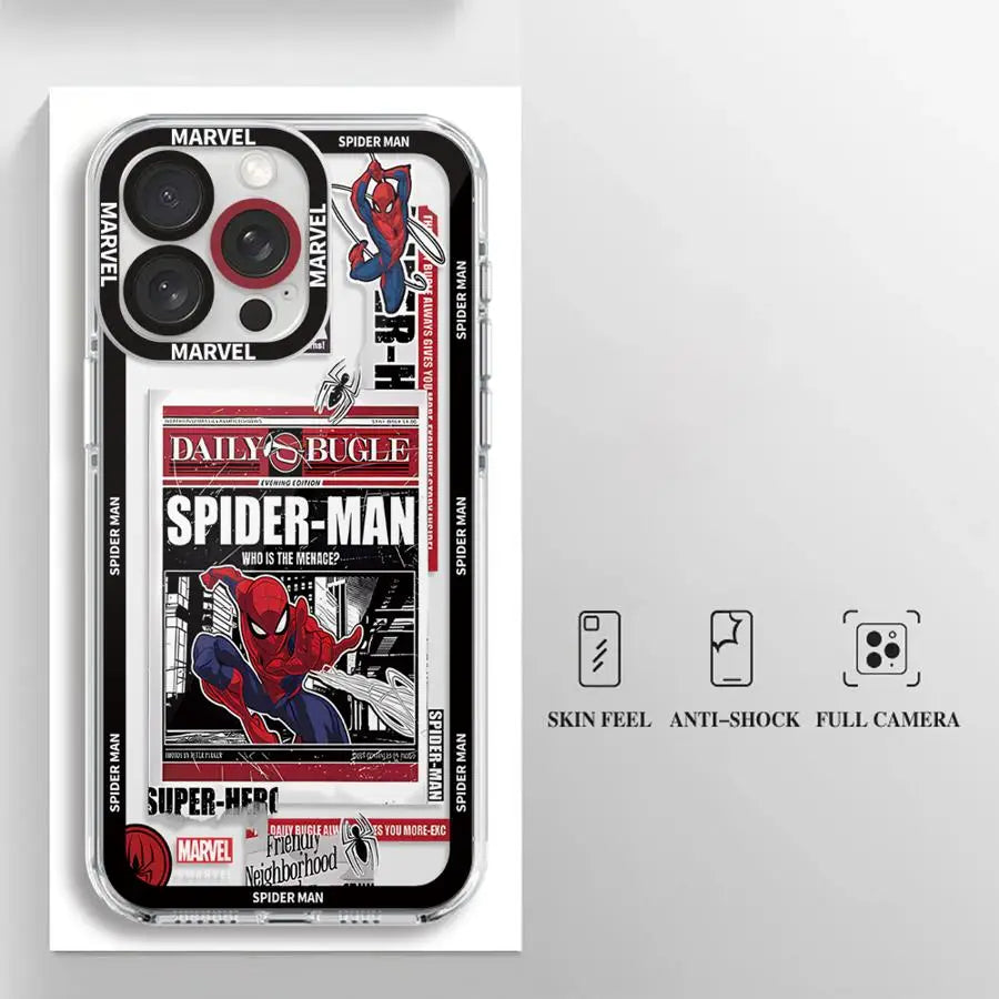 Phone Case for Apple iPhone 17 Air 16e 13 12 11 Pro Max 15 14 16 Plus XR 7 8 SE XS Soft Cover Marvel Spider Man Logo