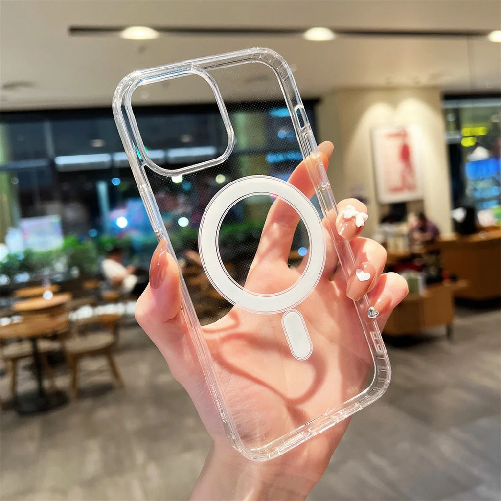 Transparent Magnetic Phone Case For iPhone 17 Pro Max 16 13 11 15 14 12 17 Air 17Promax Soft Silicone Shockproof Funda Cover