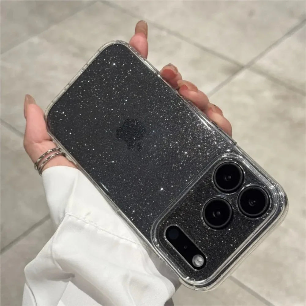 Luxury Bling Glitter Silicone Clear Phone Case For iPhone 17 Air 16 15 14 Plus 13 12 17 Pro Max 17Pro Transparent Soft TPU Cover