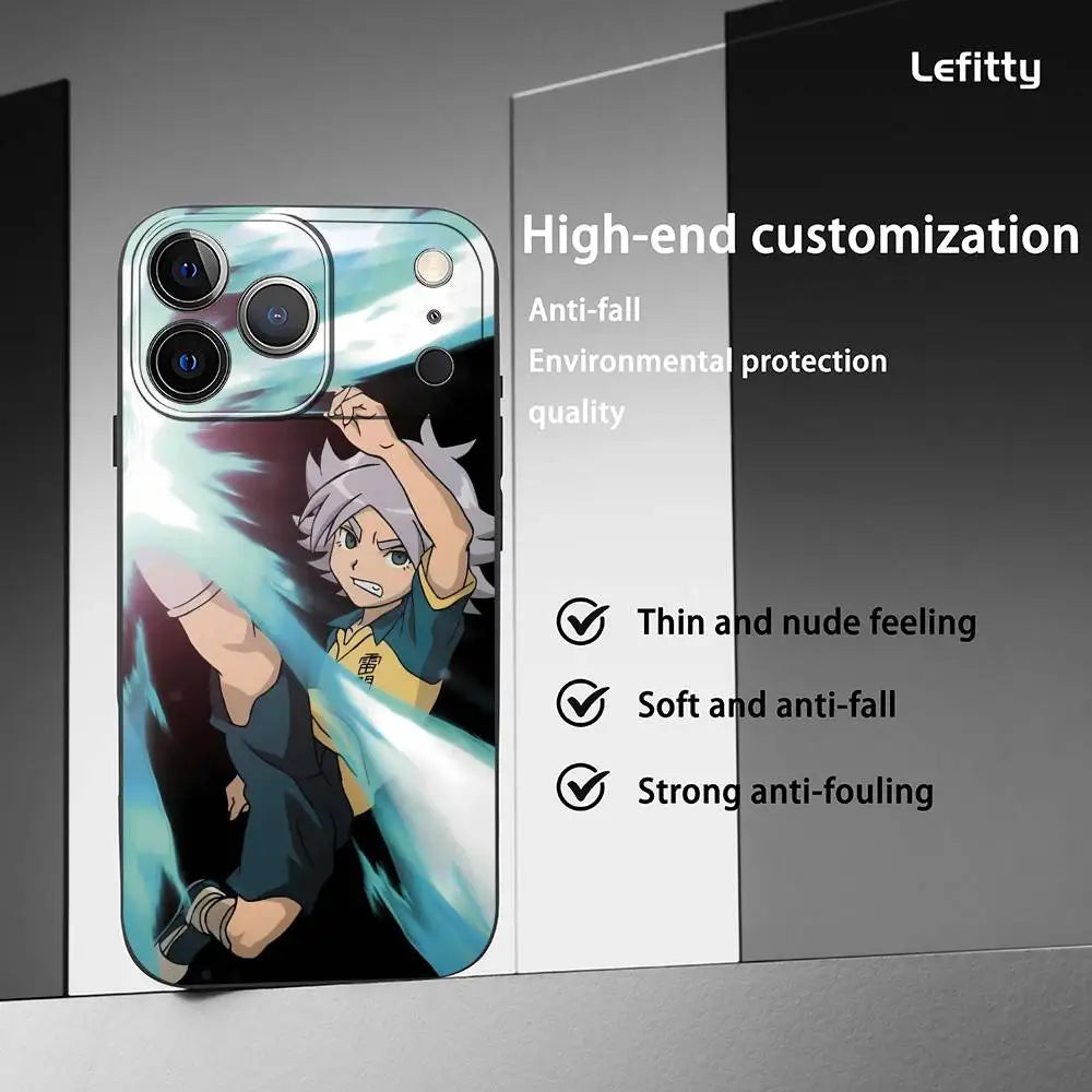 I-Inazuma ElevenS Anime Phone Case For IPhone 17 16 15 14 13 12 11 Pro Max Plus Mini Black Frosted Soft Shell Funda