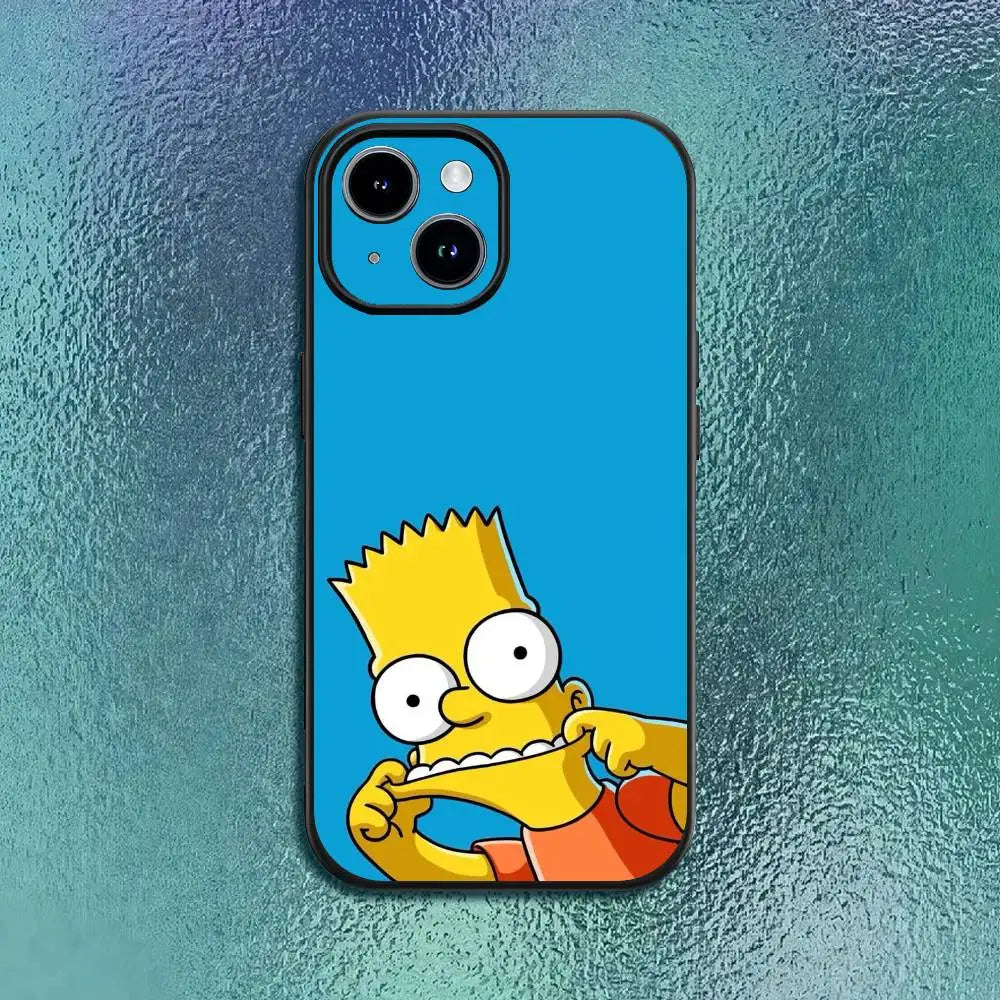 Funny Anime T-The S-Simpsons-s Phone Case For IPhone 17 12 13 14 15 16Pro Max  Plus Classic black soft shell