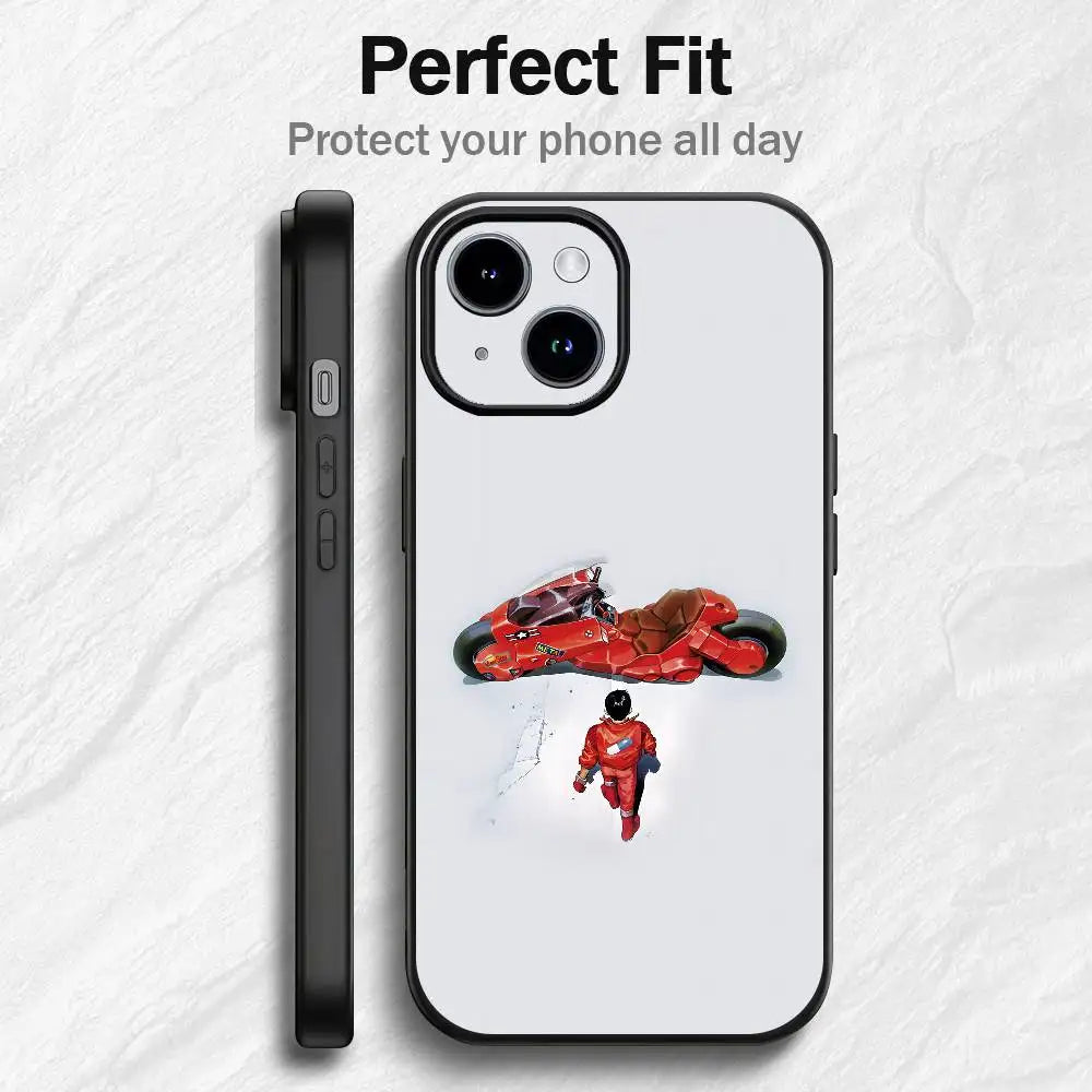 Anime A-Akira Phone Case For IPhone12 13 14 15 16 17Pro Max Plus Classic Black Soft Shell