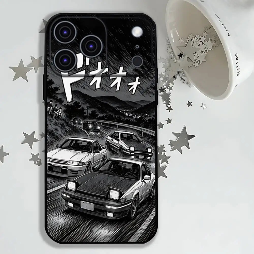 Anime I-Initial D AE86 Phone Case For iPhone 17,16,15,14,13,12,11,Pro,Max,Plus,E,Air,Mini Protective Black Cover