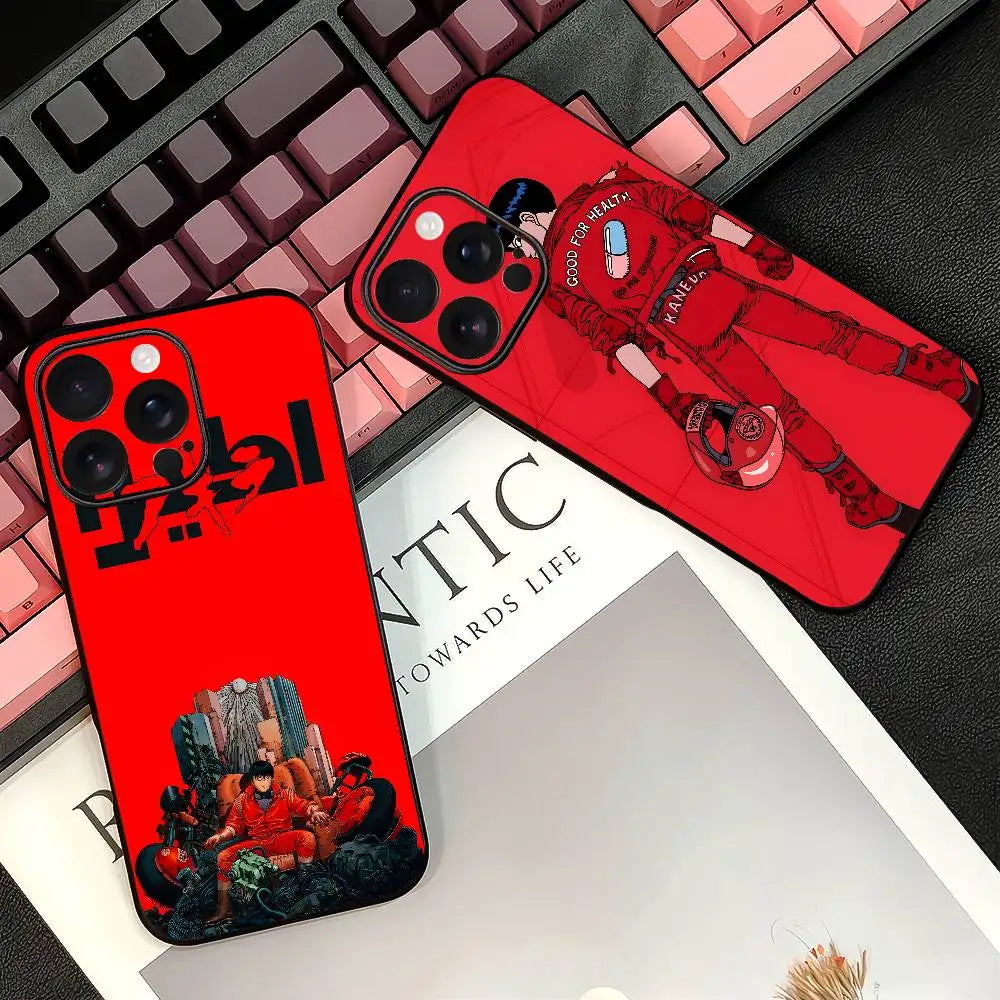 Anime A-Akira Phone Case For IPhone12 13 14 15 16 17Pro Max Plus Classic Black Soft Shell