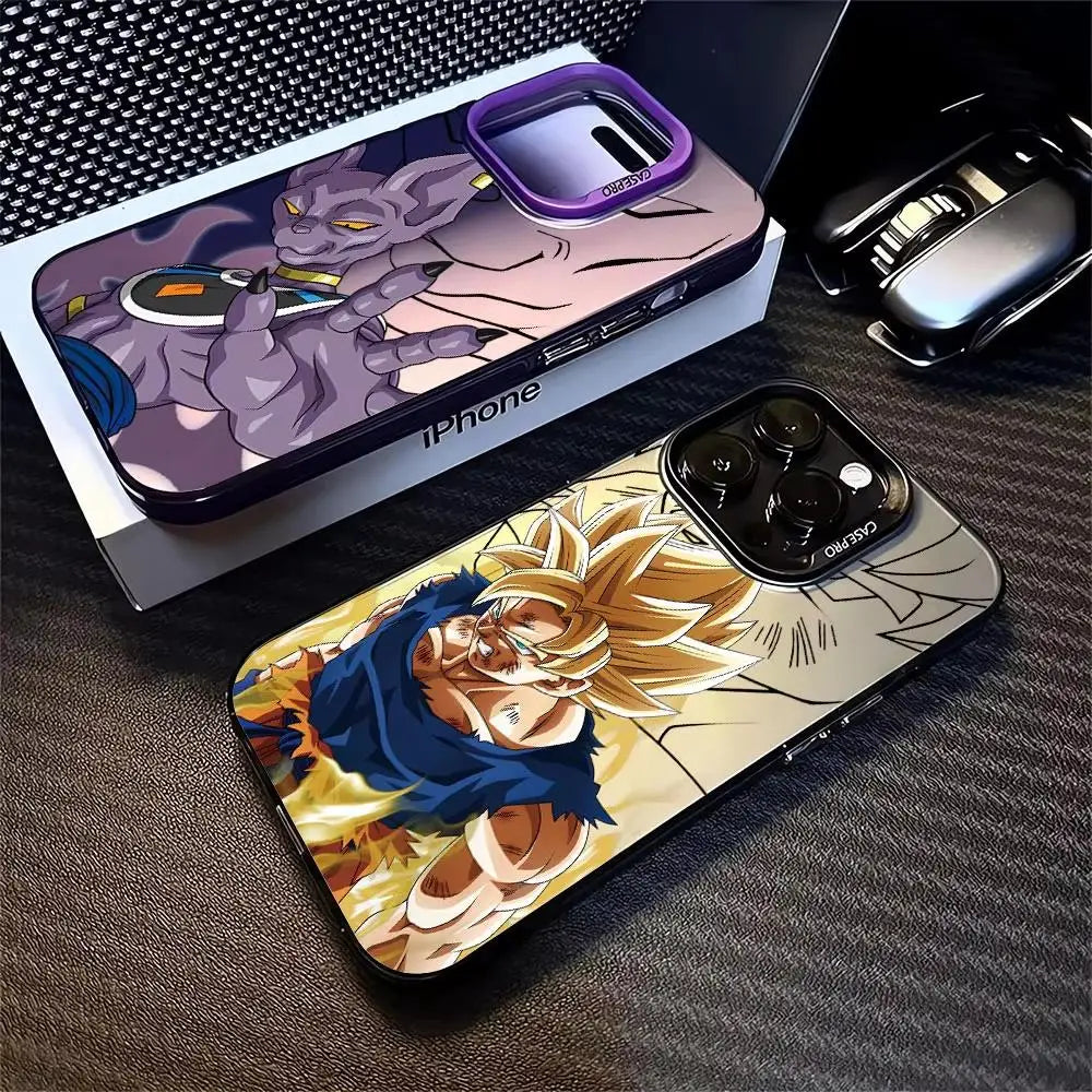 Dragon Ball iPhone Case featuring dynamic character designs on soft TPU silicone cover for iPhone 15 Pro Max.