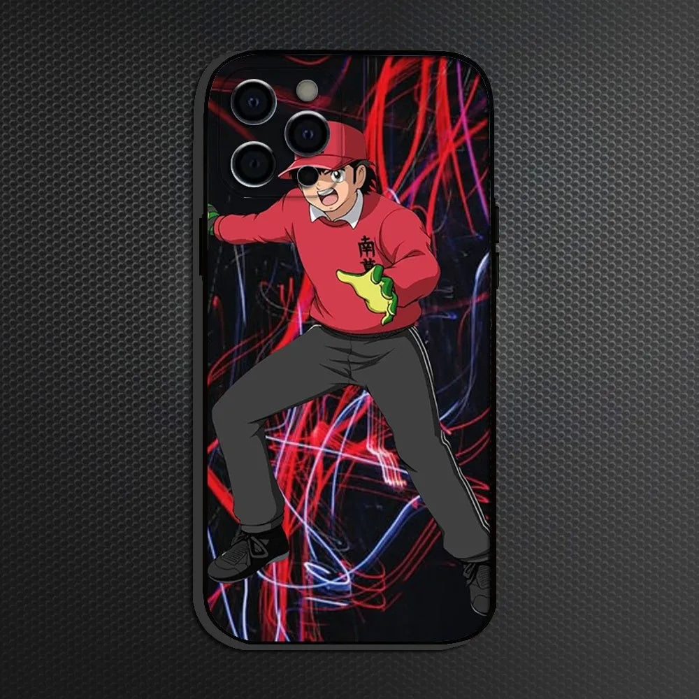 Captain Tsubasa Anime Phone Case For iPhone 16,15,14,13,12,11 Plus,Pro Max, Soft Silicone Black Cover