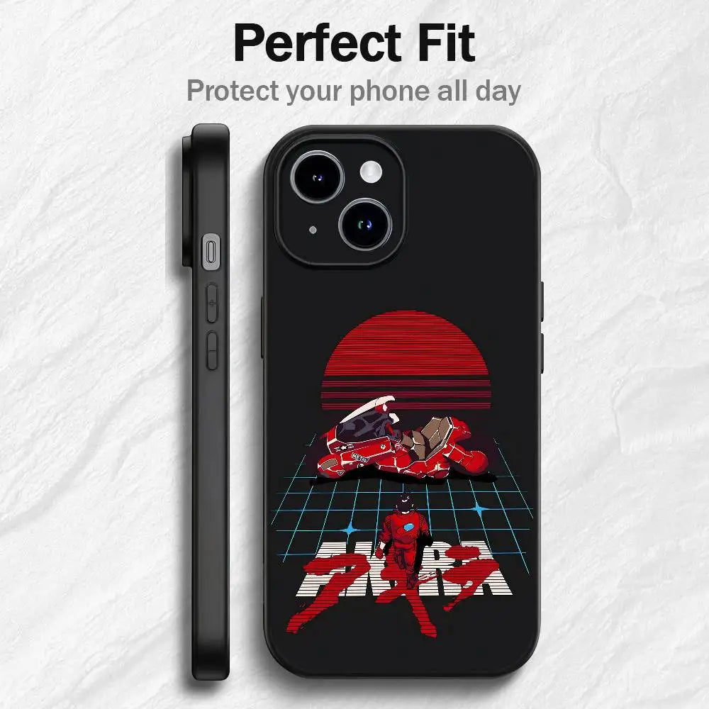 Anime A-Akira Phone Case For IPhone12 13 14 15 16 17Pro Max Plus Classic Black Soft Shell