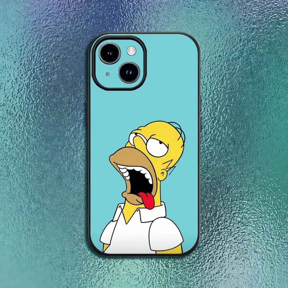 Funny Anime T-The S-Simpsons-s Phone Case For IPhone 17 12 13 14 15 16Pro Max  Plus Classic black soft shell