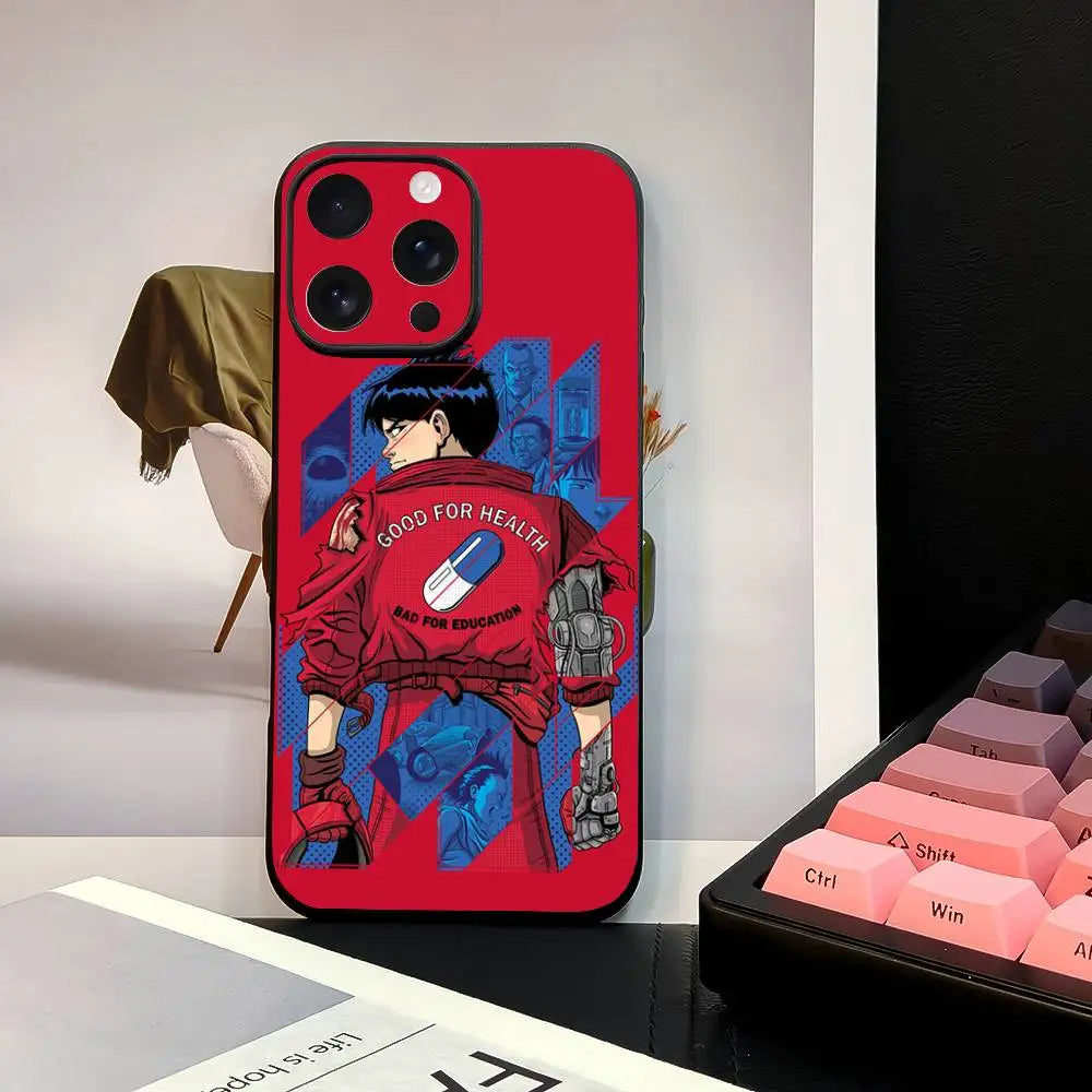 Akira Red Anime iPhone Case – Black Frosted TPU Cover