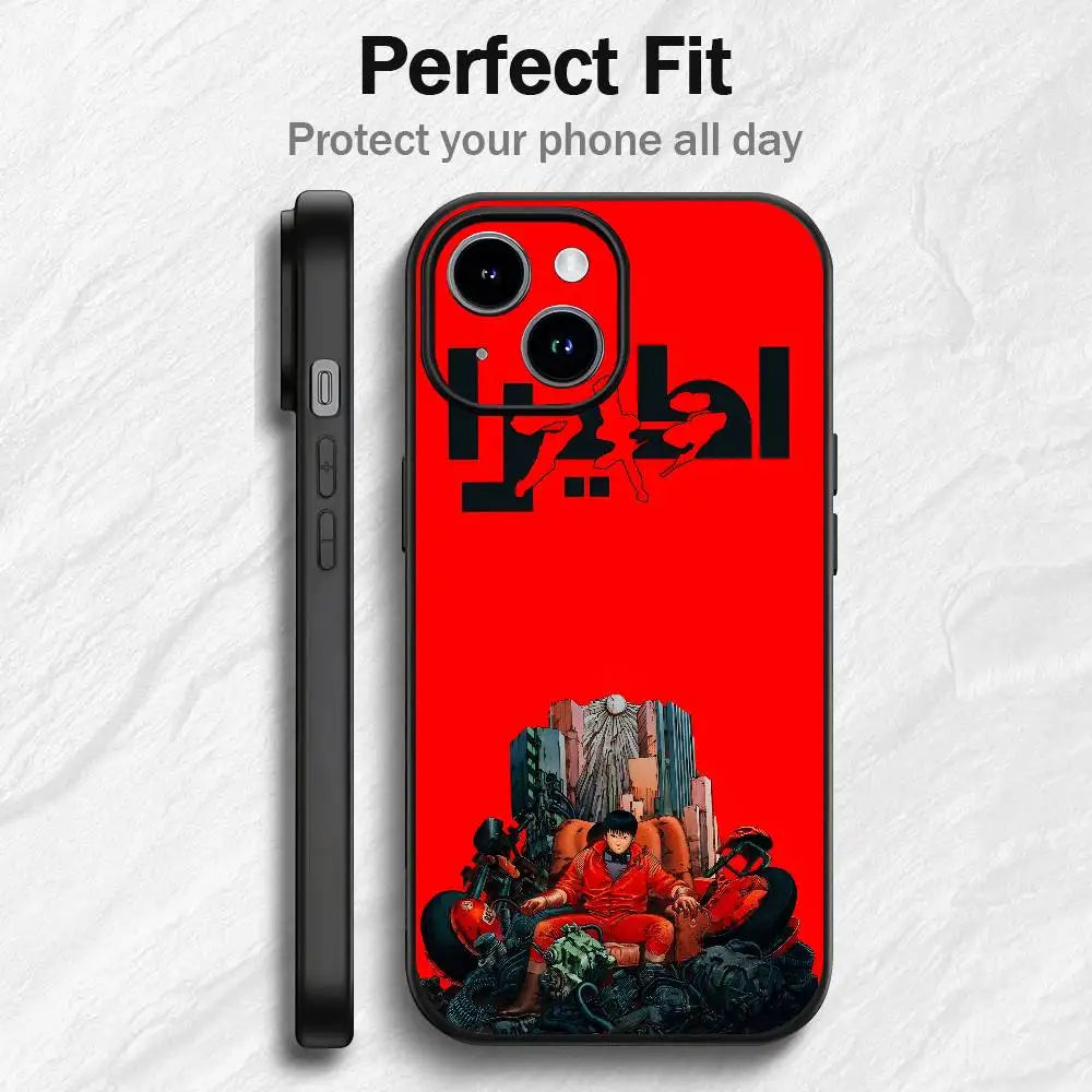 Anime A-Akira Phone Case For IPhone12 13 14 15 16 17Pro Max Plus Classic Black Soft Shell