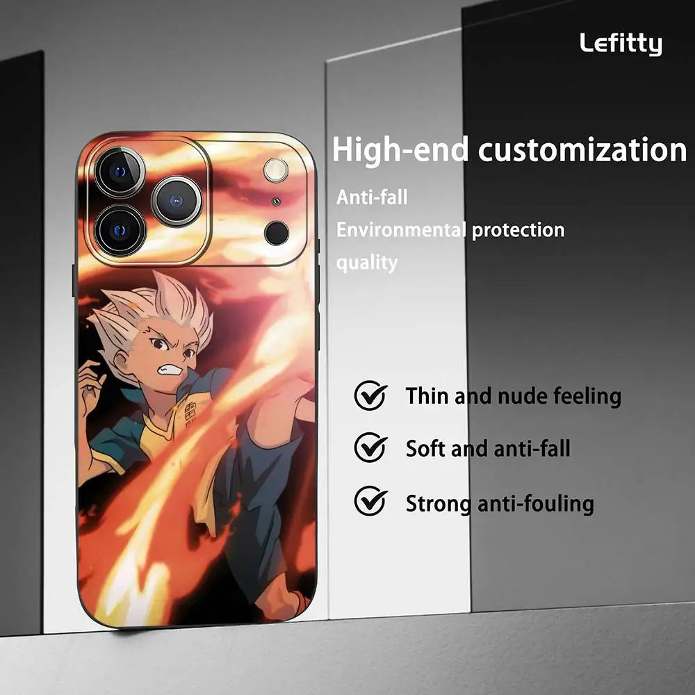 I-Inazuma ElevenS Anime Phone Case For IPhone 17 16 15 14 13 12 11 Pro Max Plus Mini Black Frosted Soft Shell Funda