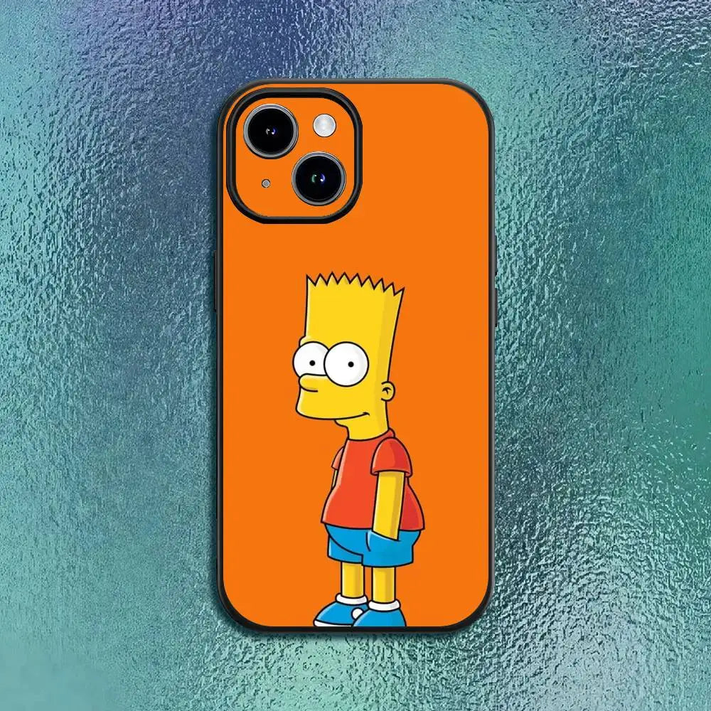 Funny Anime T-The S-Simpsons-s Phone Case For IPhone 17 12 13 14 15 16Pro Max  Plus Classic black soft shell