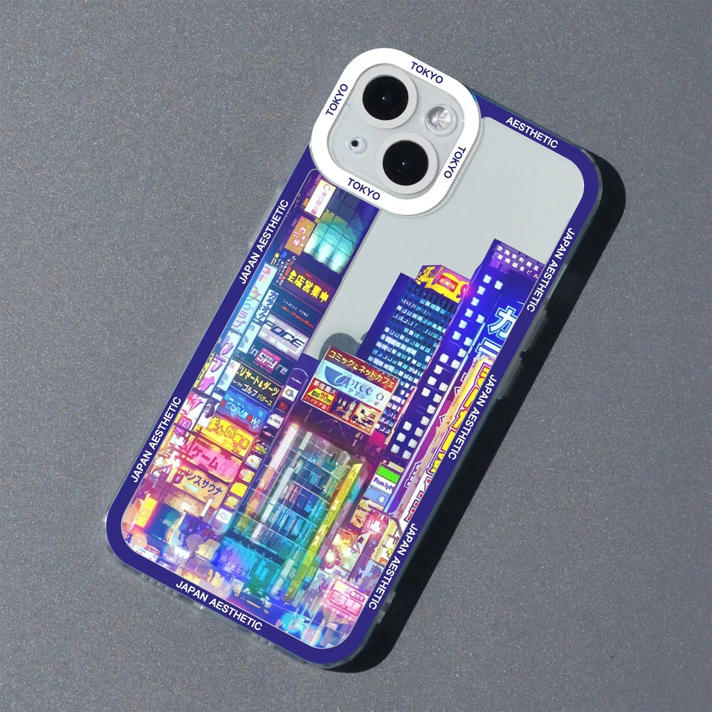Japan Anime Scenery Aesthetic Tram Moun Fuji Phone Case For iPhone 16 13 15 11 12 14 Pro Max Mini Landscape Clear Cover Shells
