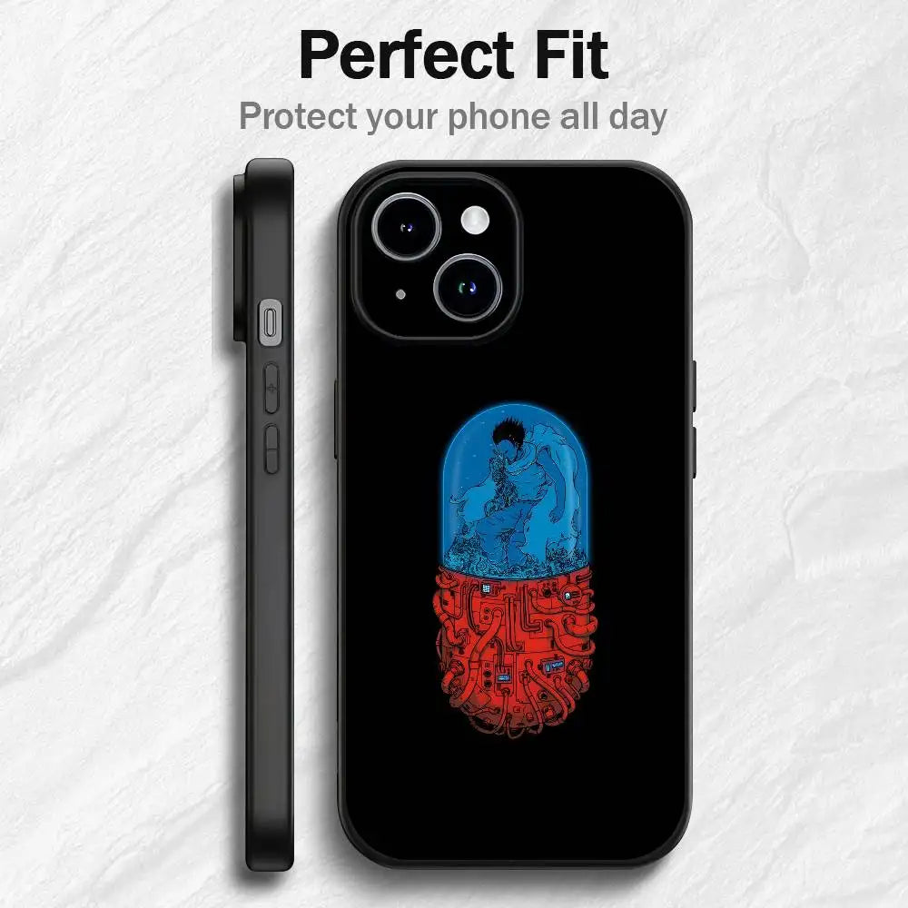 Anime A-Akira Phone Case For IPhone12 13 14 15 16 17Pro Max Plus Classic Black Soft Shell
