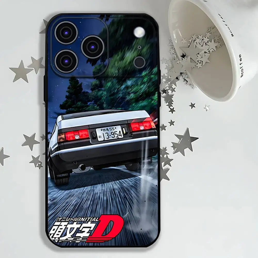 Anime I-Initial D AE86 Phone Case For iPhone 17,16,15,14,13,12,11,Pro,Max,Plus,E,Air,Mini Protective Black Cover